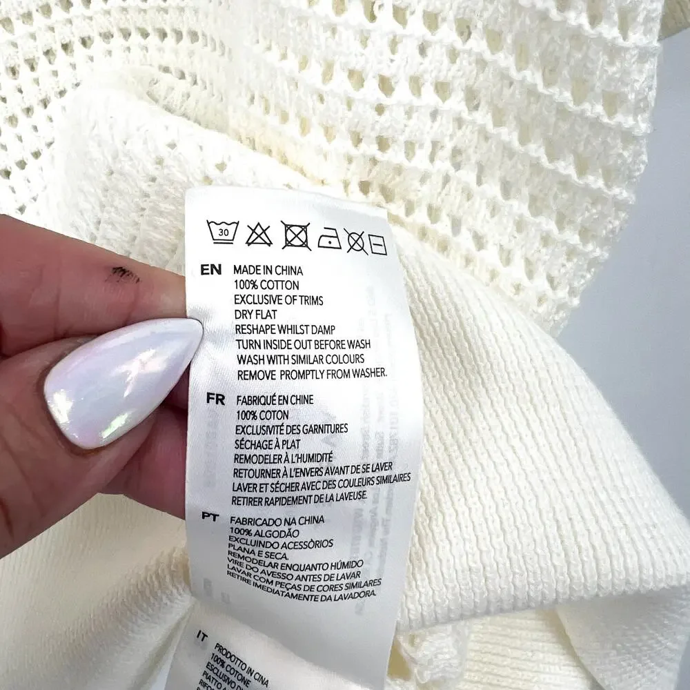 VARLEY Women's Callie Mesh Knit Top Large Beige Egret Short Sleeve NWT - Picture 13 of 13